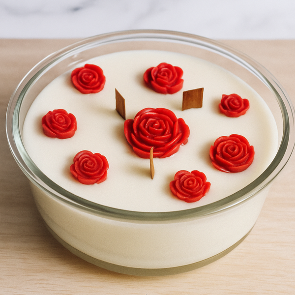 Rose Scented Candle | 3-Wick Decorative Jar | Spring Home Décor & Gifting | Large Aromatherapy Candle – Deeksha Candles