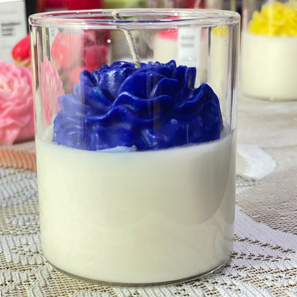Blue Rose Candle Scented Lovely Candle Smooth Oud Aroma | Scented Candle