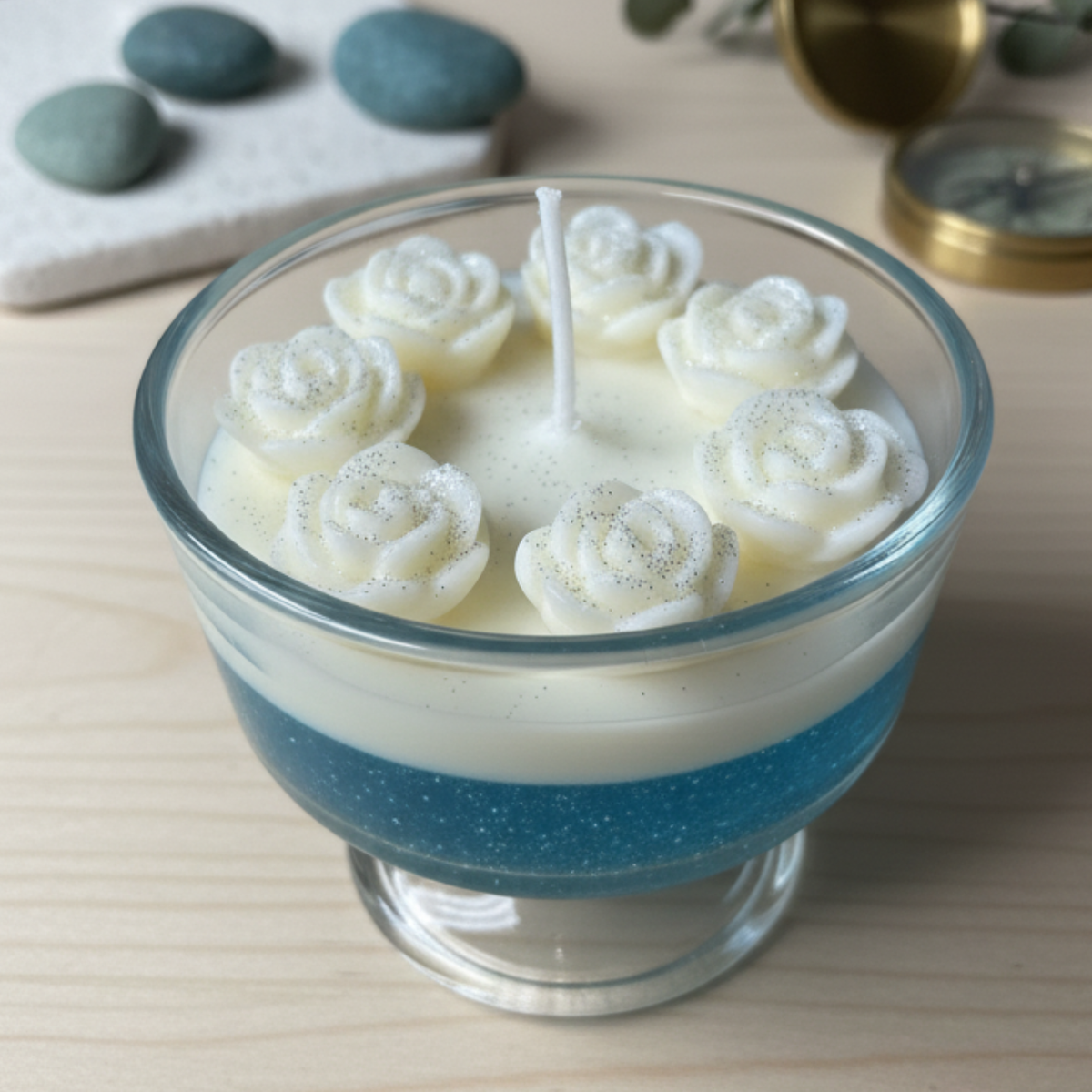 Ocean Bloom Light Rose Gel Candle | Perfect for Home Décor & Gifting