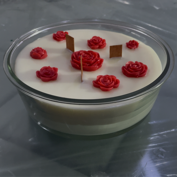 Rose Scented Candle | 3-Wick Decorative Jar | Spring Home Décor & Gifting | Large Aromatherapy Candle – Deeksha Candles