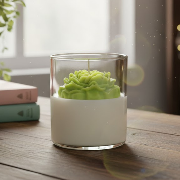 Green Rose Candle Scented Lovely Candle Smooth Oud Aroma | Scented Candle