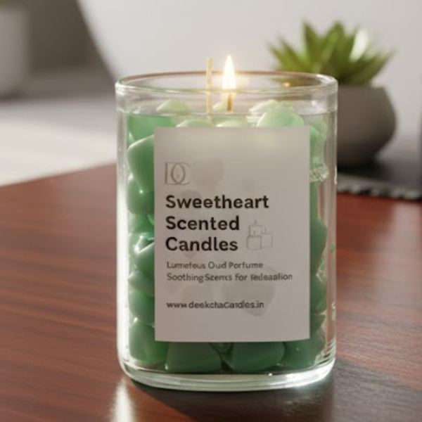Sweetheart Candle | Scented Lovely Candle Jelly Candle Smooth Oud Aroma | 100% Pure Soya Wax | Deeksha Candles