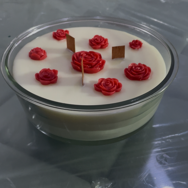 Rose Scented Candle | 3-Wick Decorative Jar | Spring Home Décor & Gifting | Large Aromatherapy Candle – Deeksha Candles