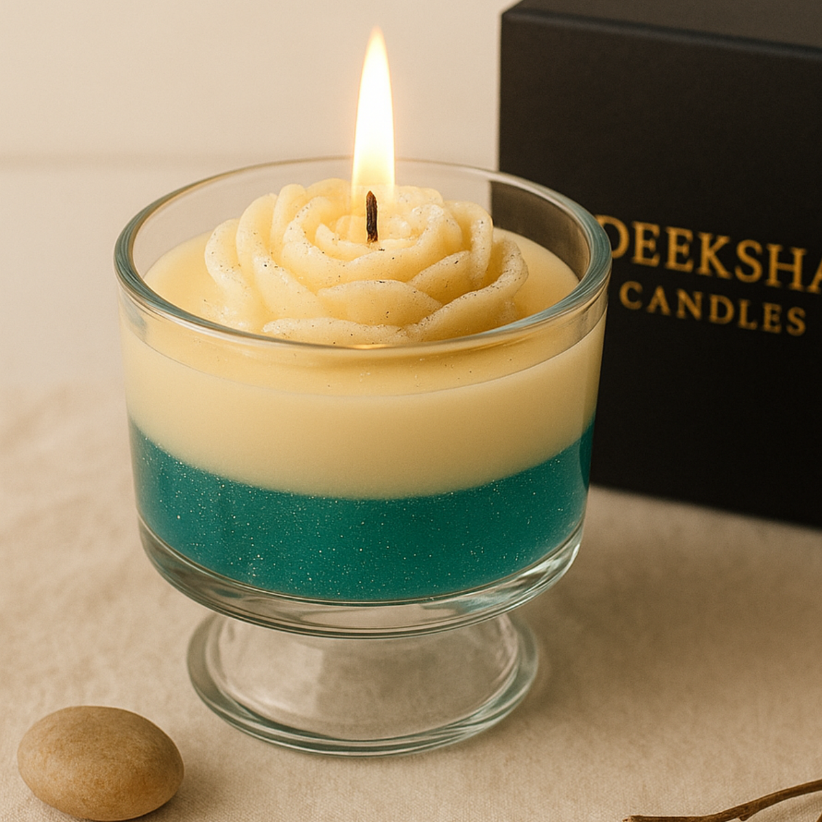 Ocean Bloom Rose Gel Candle | Perfect for Home Décor & Gifting