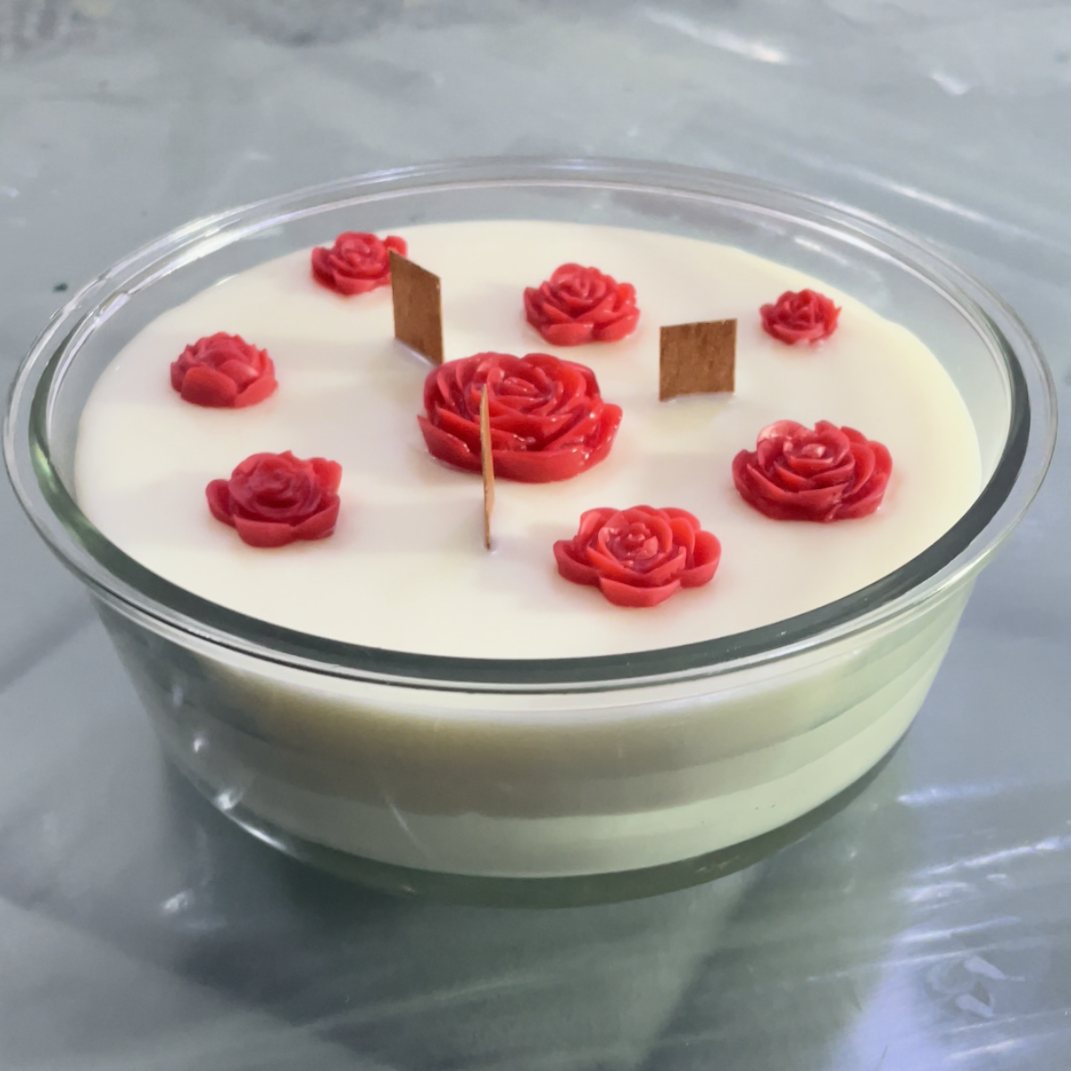 Rose Scented Candle | 3-Wick Decorative Jar | Spring Home Décor & Gifting | Large Aromatherapy Candle – Deeksha Candles