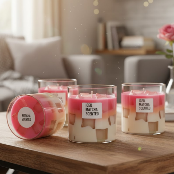 Heart Jelly Candle Iced Matcha Scented Pink Candle Jelly Candle Smooth Oud Aroma