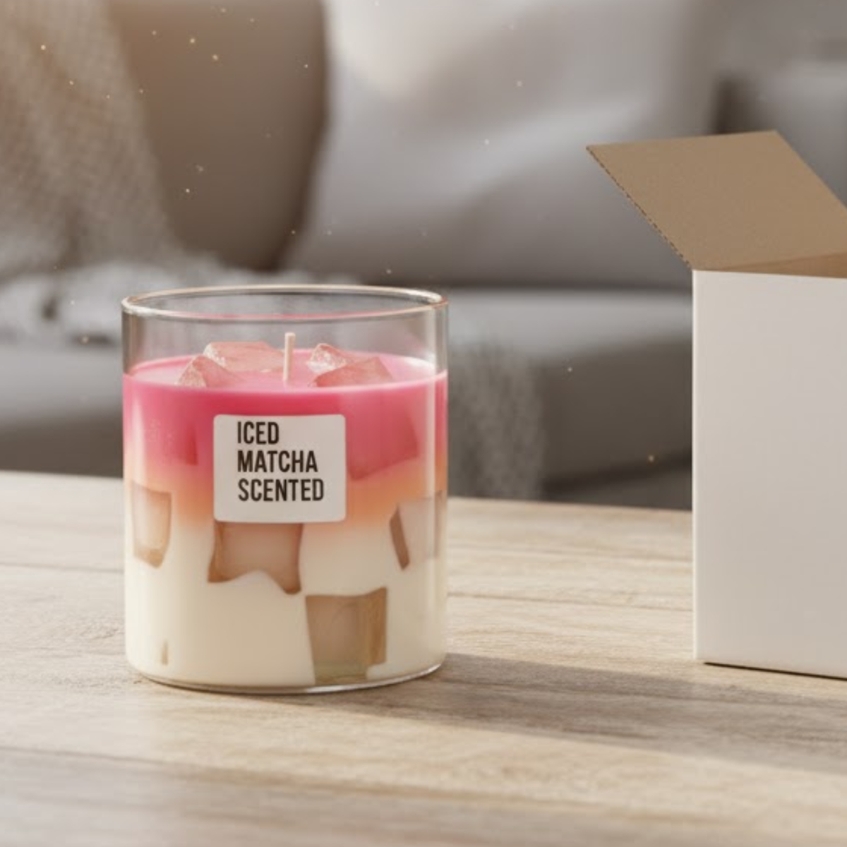 Heart Jelly Candle Iced Matcha Scented Pink Candle Jelly Candle Smooth Oud Aroma