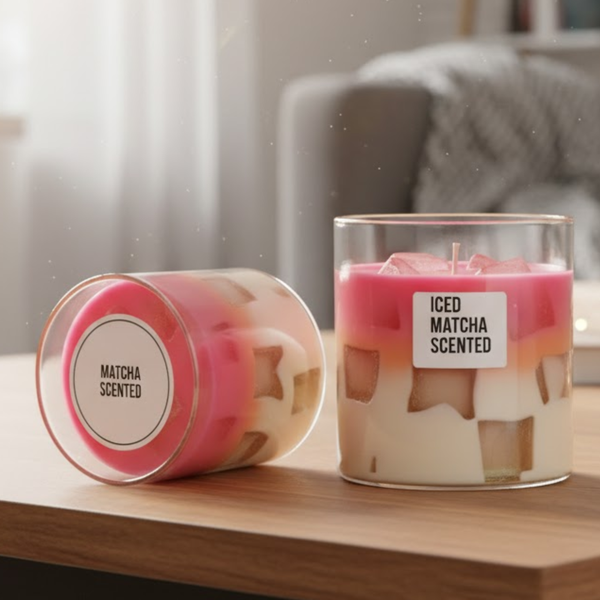 Heart Jelly Candle Iced Matcha Scented Pink Candle Jelly Candle Smooth Oud Aroma