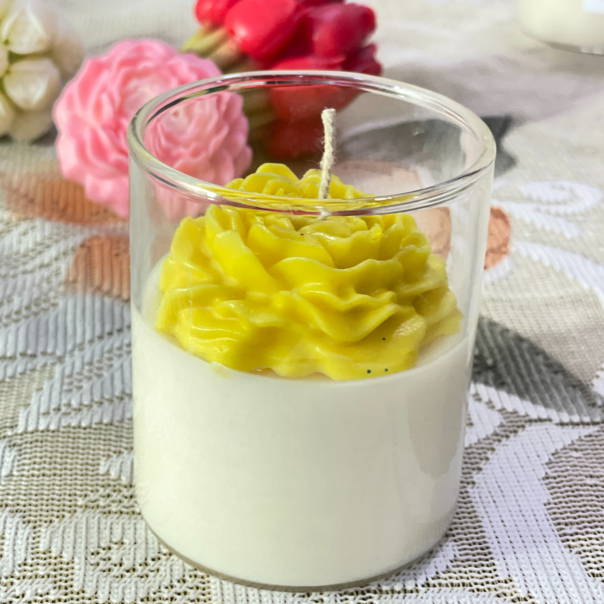 Yellow Rose Candle Scented Lovely Candle Smooth Oud Aroma | Scented Candle