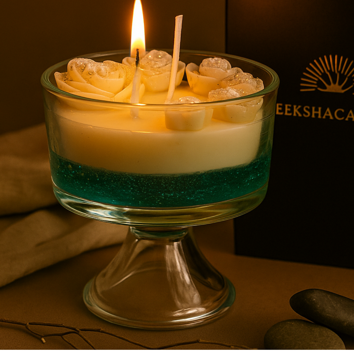 Ocean Bloom Multi Rose Gel Candle | Perfect for Home Décor & Gifting