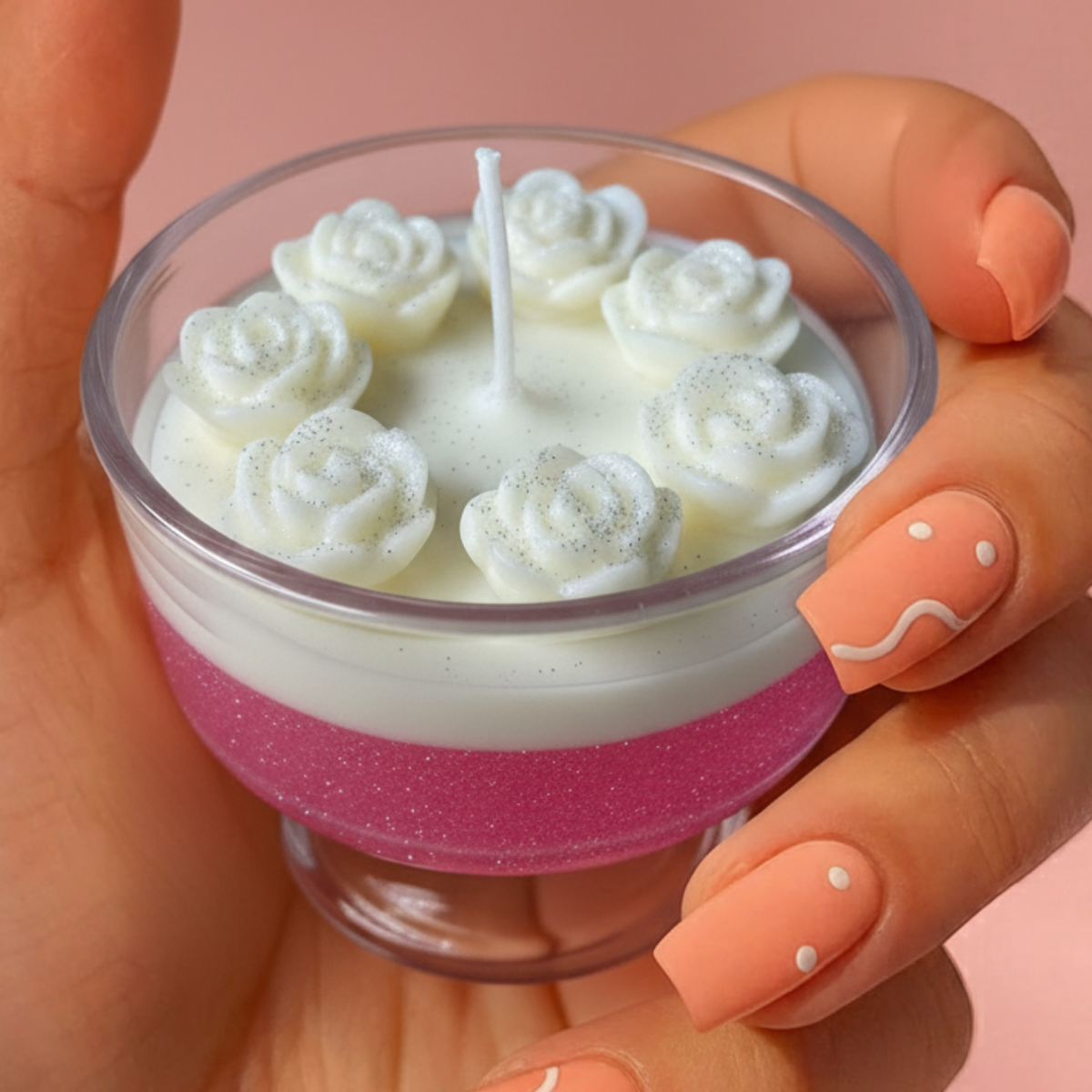 Rosy Pink Cheesecake Multi Rose Gel Candle | Perfect for Home Décor & Gifting