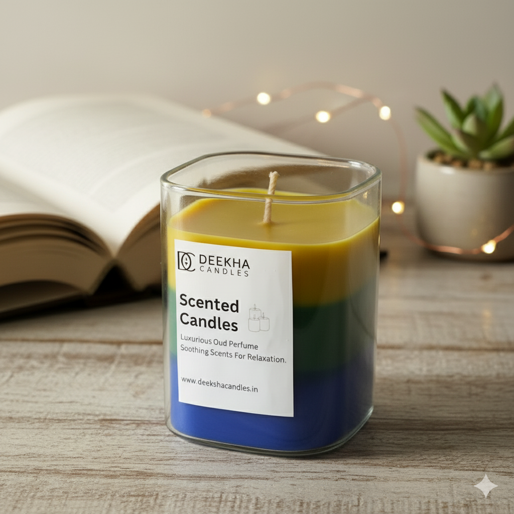 Colorful Scented Candle – Long-Lasting Soy Wax | Vibrant Fragrance & Decor | Deeksha Candles