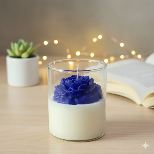Blue Rose Candle Scented Lovely Candle Smooth Oud Aroma | Scented Candle