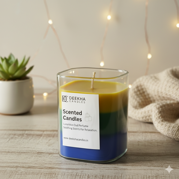 Colorful Scented Candle – Long-Lasting Soy Wax | Vibrant Fragrance & Decor | Deeksha Candles