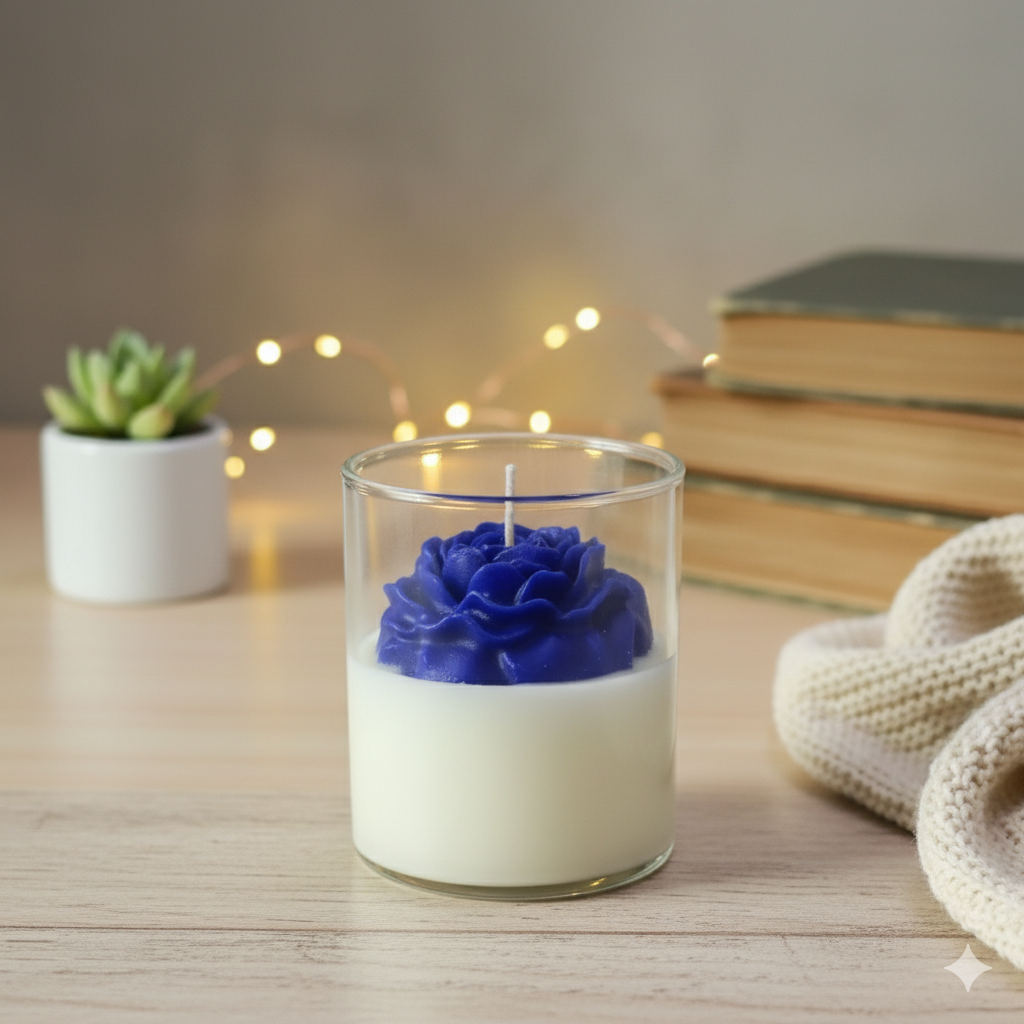 Blue Rose Candle Scented Lovely Candle Smooth Oud Aroma | Scented Candle