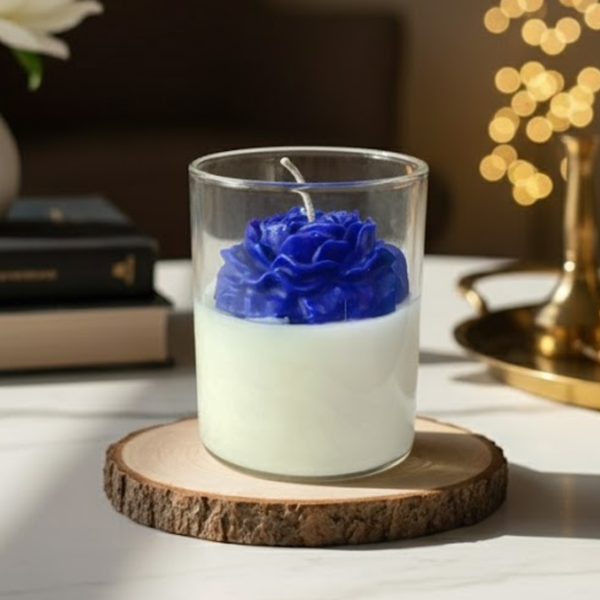 Blue Rose Candle Scented Lovely Candle Smooth Oud Aroma | Scented Candle