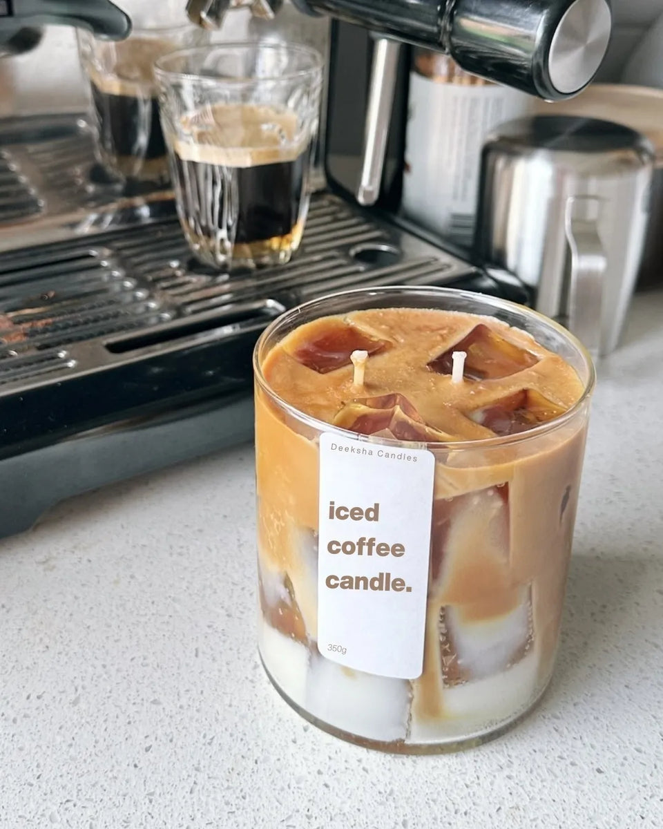 Iced Coffee Scented Candle – Premium Soy & Gel Wax | Coffee & Oud Fragrance | Perfect for Gifting & Home Decor