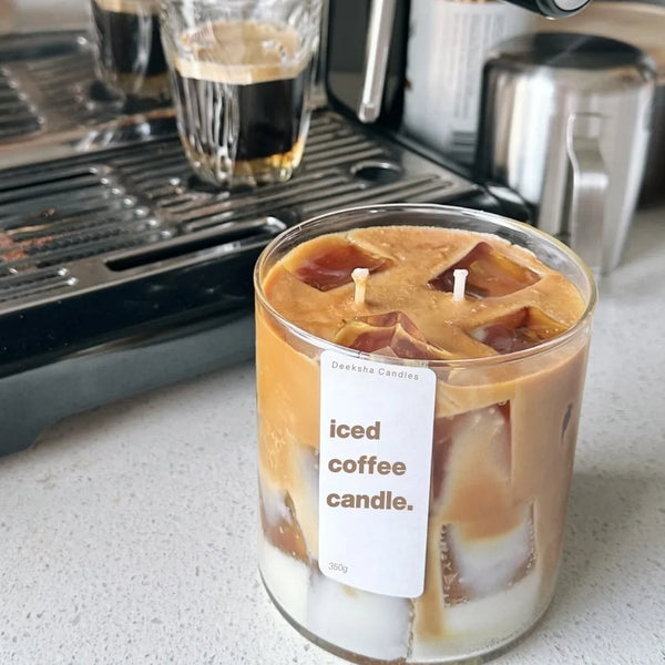 Iced Coffee Scented Candle – Premium Soy & Gel Wax | Coffee & Oud Fragrance | Perfect for Gifting & Home Decor