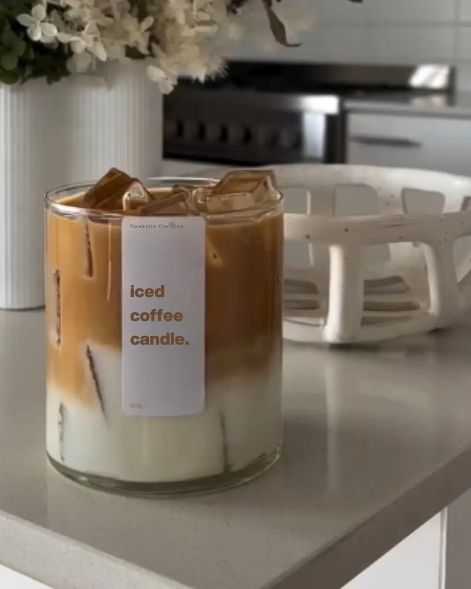 Iced Coffee Scented Candle – Premium Soy & Gel Wax | Coffee & Oud Fragrance | Perfect for Gifting & Home Decor