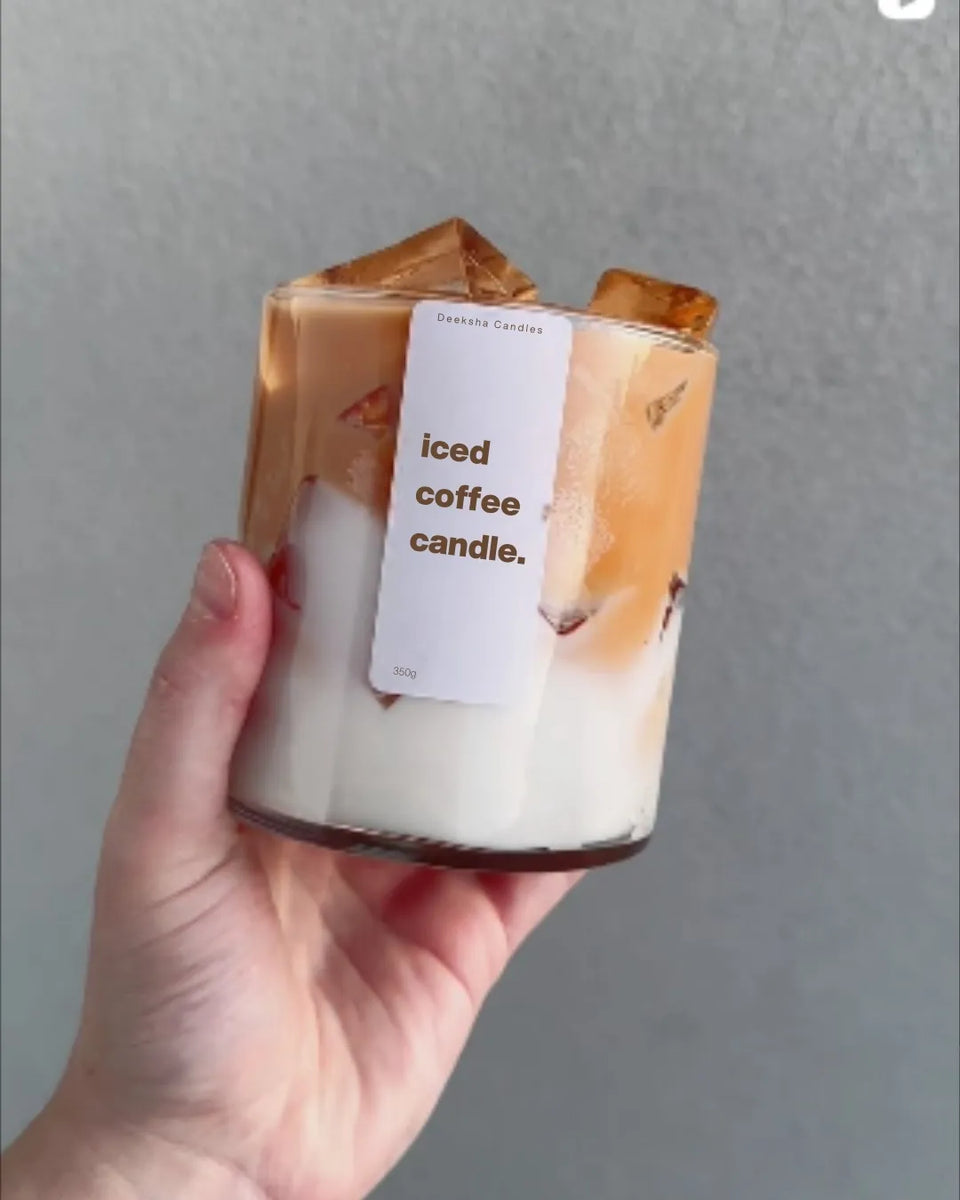 Iced Coffee Scented Candle – Premium Soy & Gel Wax | Coffee & Oud Fragrance | Perfect for Gifting & Home Decor