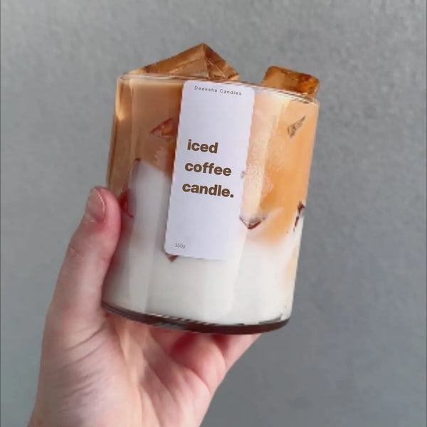 Iced Coffee Scented Candle – Premium Soy & Gel Wax | Coffee & Oud Fragrance | Perfect for Gifting & Home Decor